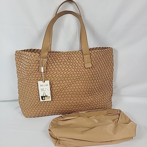 Moda Luxe Piquant Woven Hobo Shoulder Tote Luxury Handbag Vegan Leather Tan $140 - Picture 1 of 10